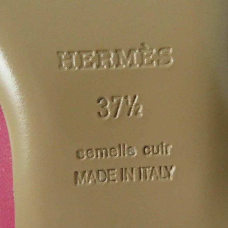 Hermes Oz Leather Mules Fuchsia Pink Size 37 1/2 with Box and Dustbag.