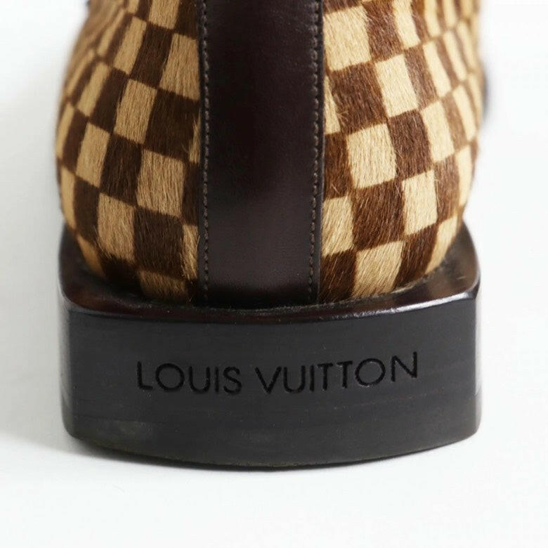 Louis Vuitton Damier Carf Brown Loafers - Men's Size 7, Made in Italy.