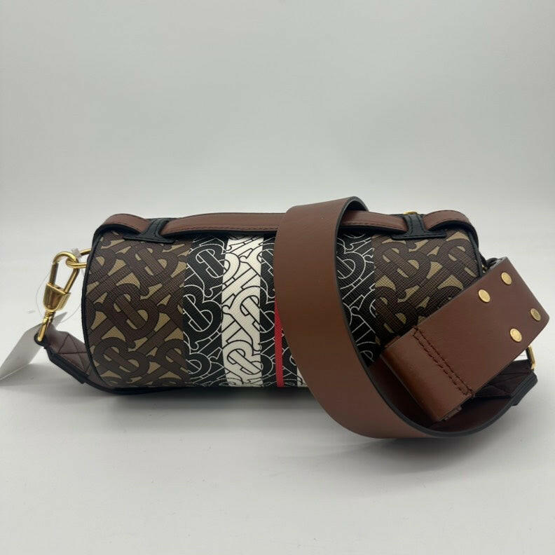 Burberry TB Monogram Stripe 2way Crossbody Bag - Brown/Beige - Medium Size.