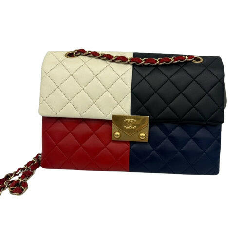 Chanel Lambskin Multicolor Single Flap Bag - Red, White, Blue, Black.