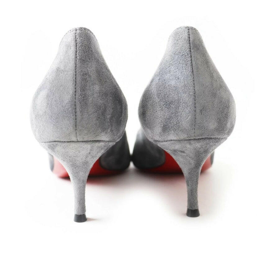 Christian Louboutin Women's Grey Suede Kitten Heel Pumps Size 37.5.