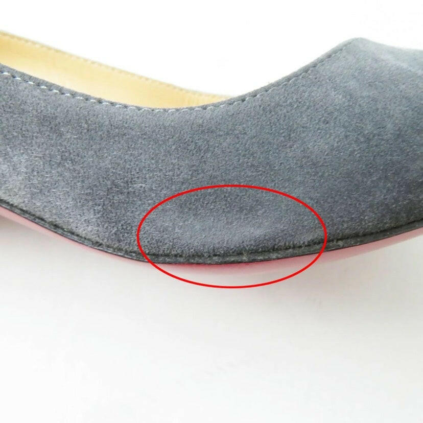 Christian Louboutin Women's Grey Suede Kitten Heel Pumps Size 37.5.