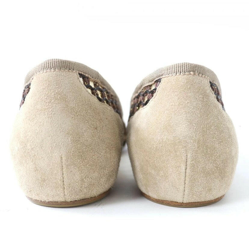 Christian Louboutin Mesh Spiked Flats Beige Size 36.5 Shoes.