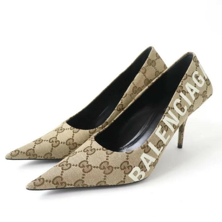 Gucci x Balenciaga Beige Monogram Heels Size 36.5.