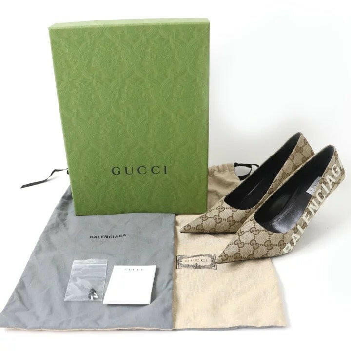 Gucci x Balenciaga Beige Monogram Heels Size 36.5.