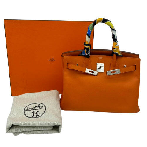 Hermès Birkin 30 Epsom Leather Bag Orange with Twilly - 2008 Edition.