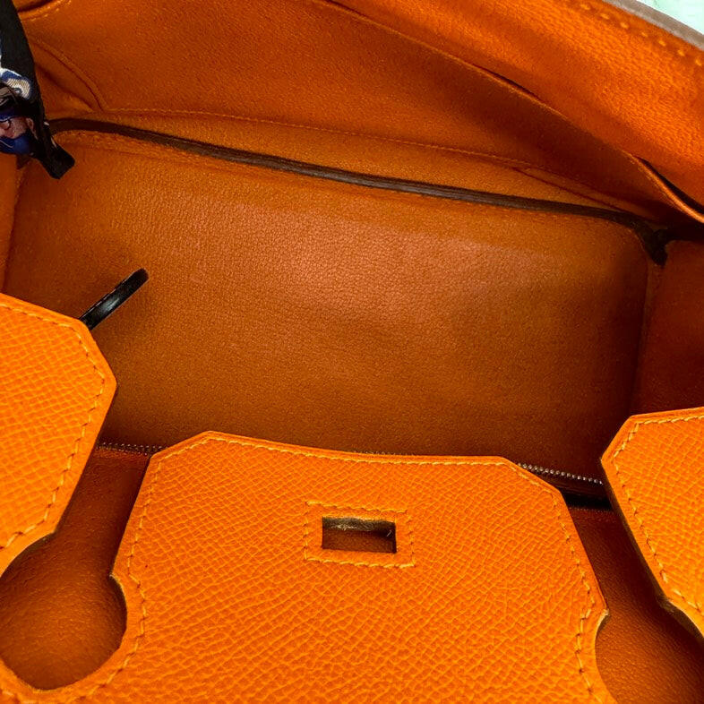 Hermès Birkin 30 Epsom Leather Bag Orange with Twilly - 2008 Edition.