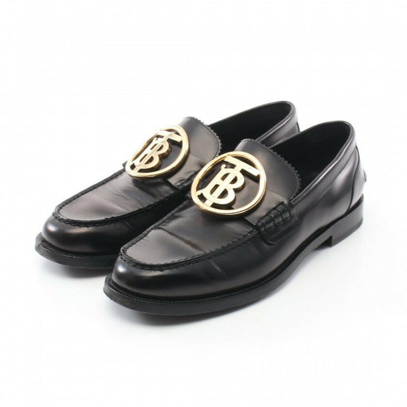 Burberry TB Logo Black Leather Loafers Size 43.