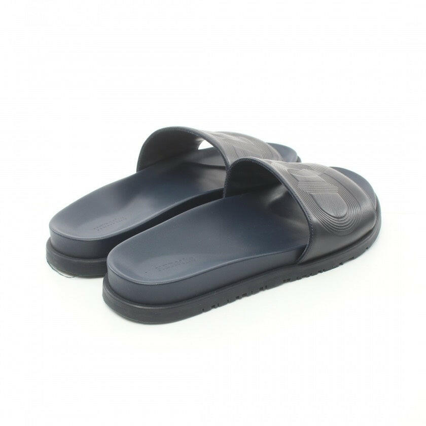 Hermès Black Leather Slippers Size 40.