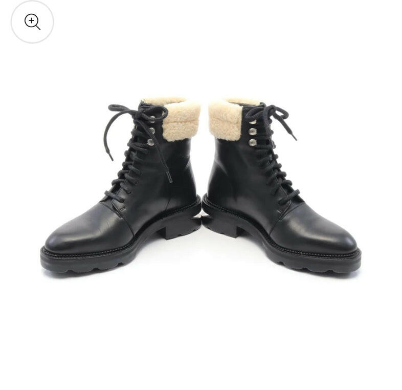 Alexander Wang Black Leather Shearling Lined Ankle Boots Size 36.