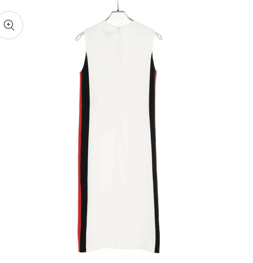 Burberry White Sleeveless Color-Block Dress With Red And Black Stripes Size US 2.