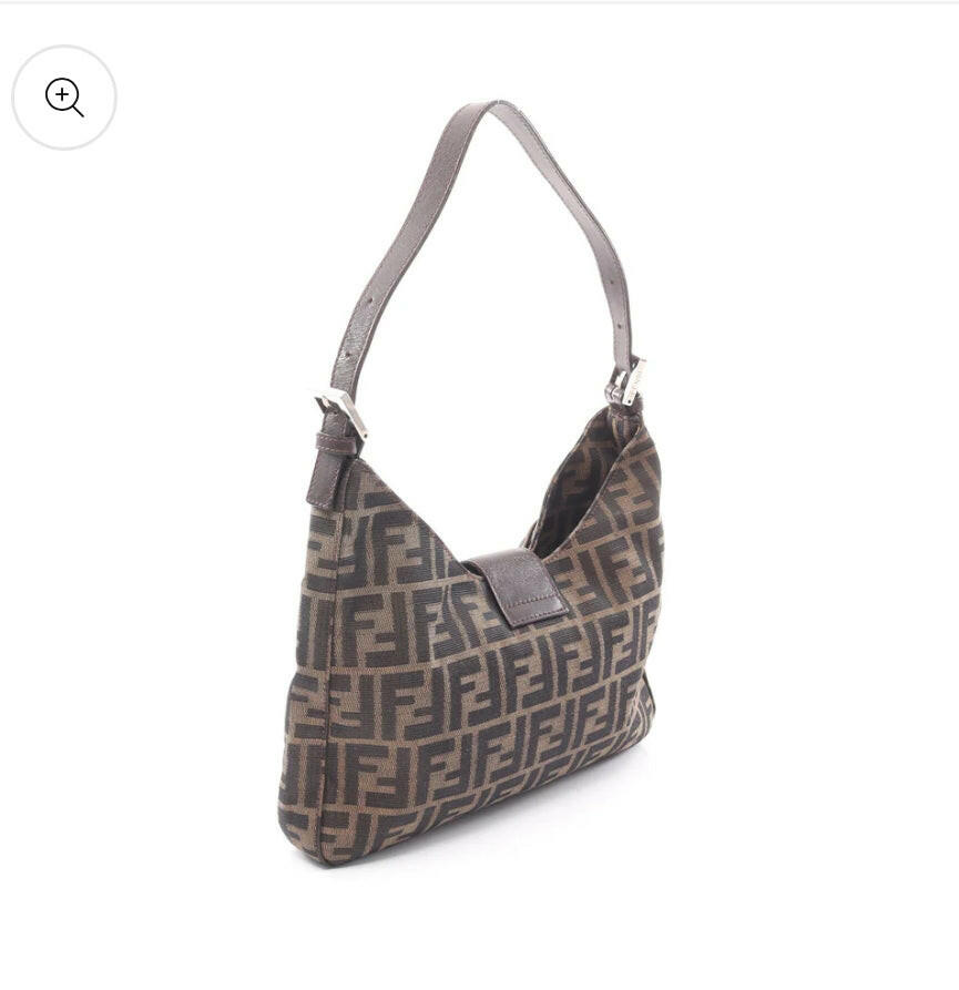 Fendi Zucca Brown Beige Medium Canvas Shoulder Bag.