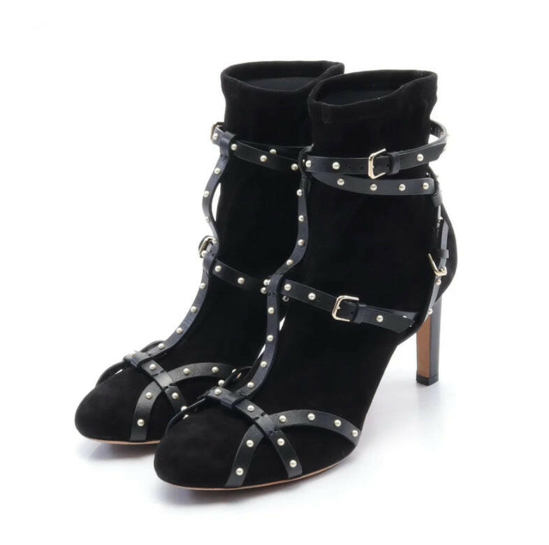 Jimmy Choo Black Studded Ankle Boots Size 37.5.