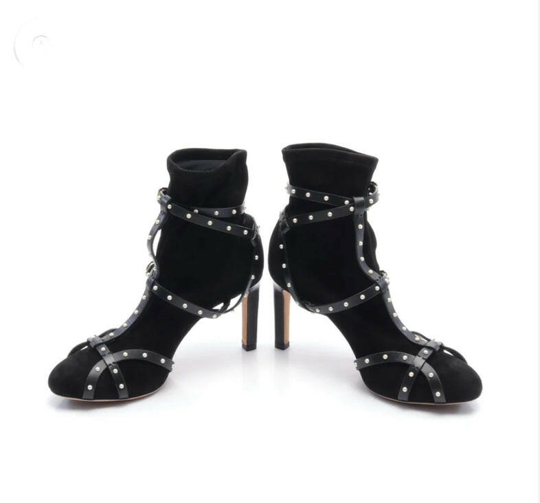 Jimmy Choo Black Studded Ankle Boots Size 37.5.