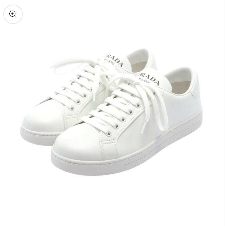 Prada Women's White Sneakers UK5 EU38 Casual Leather Lace-Up Shoes.