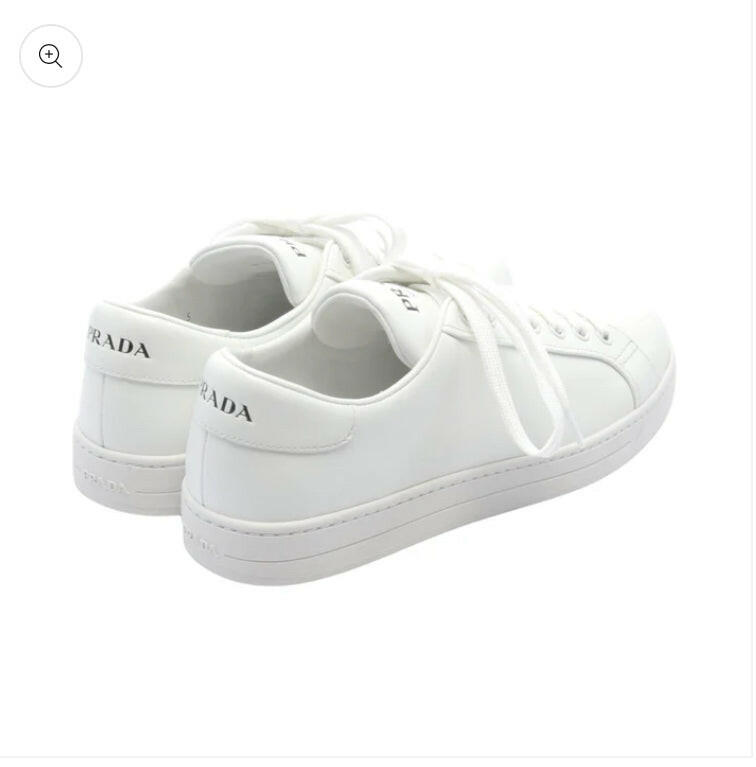 Prada Women's White Sneakers UK5 EU38 Casual Leather Lace-Up Shoes.