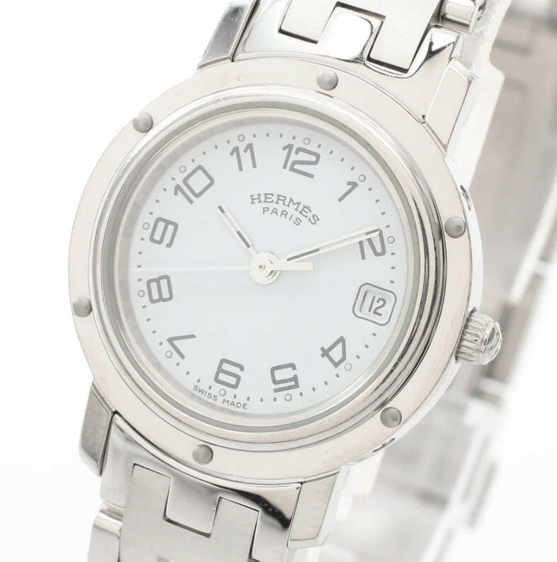 Hermes Clipper Quartz 15.5cm Stainless Steel Women's Silver Wristwatch.