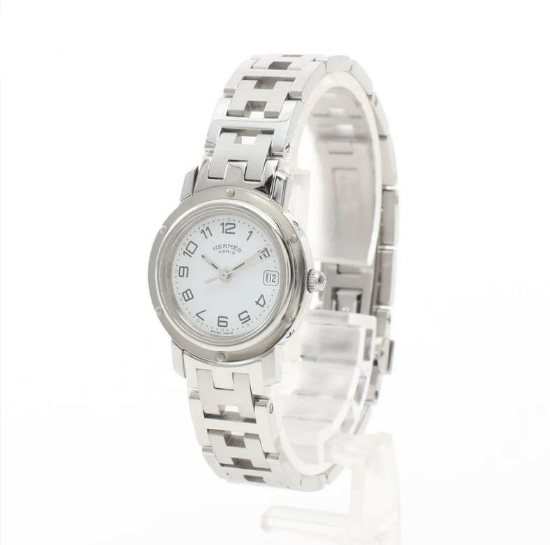 Hermes Clipper Quartz 15.5cm Stainless Steel Women's Silver Wristwatch.