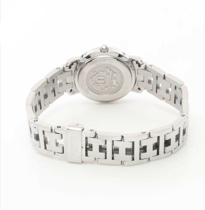 Hermes Clipper Quartz 15.5cm Stainless Steel Women's Silver Wristwatch.