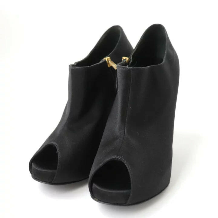 Fendi Women's Black Peep-Toe Booties - Size EU 36.5.