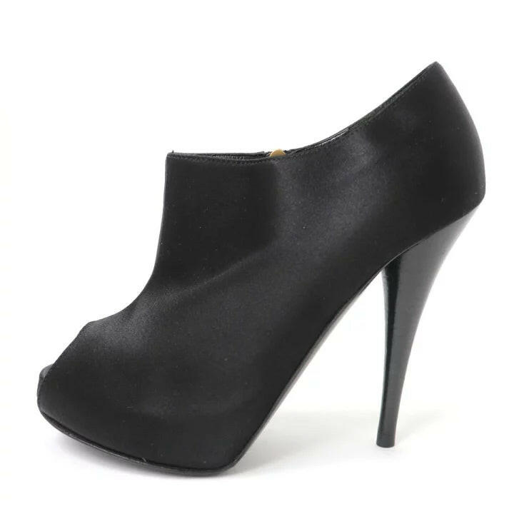 Fendi Women's Black Peep-Toe Booties - Size EU 36.5.