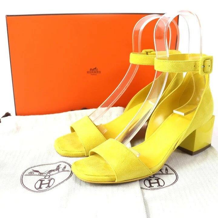 Hermes Yellow Sandal Heels Size 36.