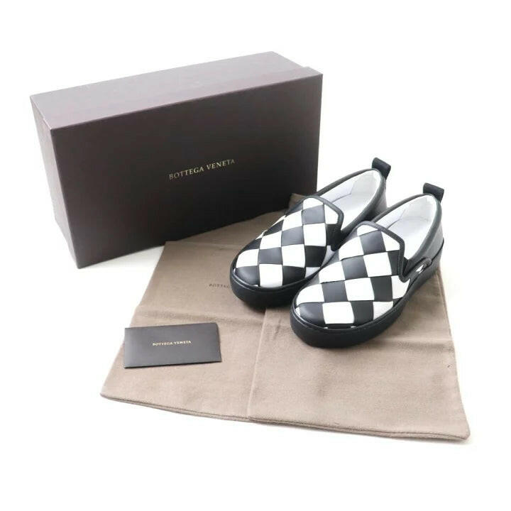 Bottega Veneta Slip-On Shoes Black and White Checkered Size 36.5.