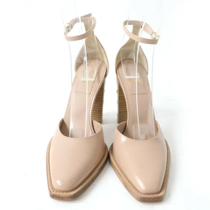 Fendi Taupe Beige Ankle Strap High Heel Shoes Size 35.