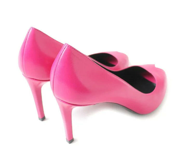 Saint Laurent Paris Pink Peep Toe Pumps - Size 38.