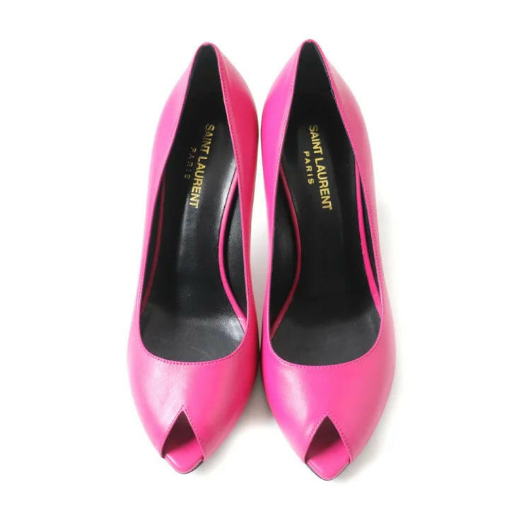 Saint Laurent Paris Pink Peep Toe Pumps - Size 38.