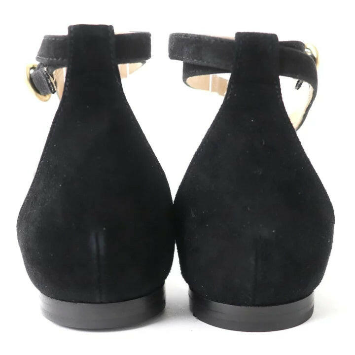 Chloe Black Bow-Embellished Suede Sandals - Size 9.