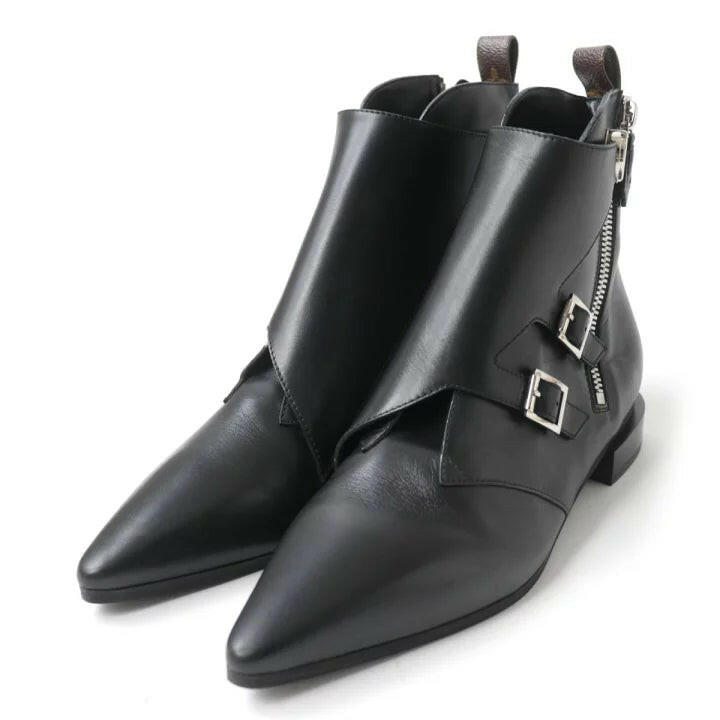 Louis Vuitton Black Ankle Boots With Buckles Size 40.