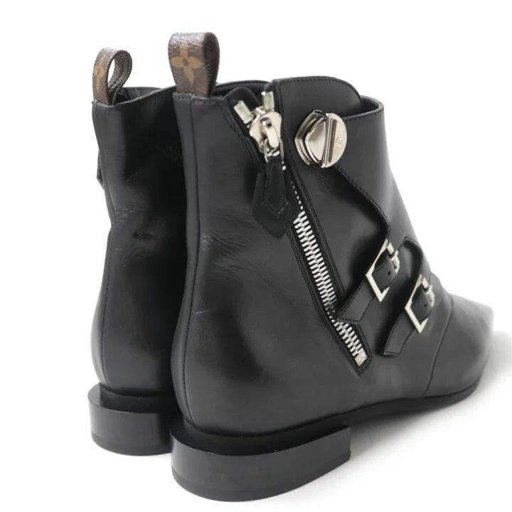 Louis Vuitton Black Ankle Boots With Buckles Size 40.