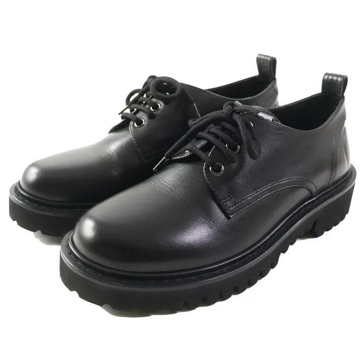 Valentino Black Leather Lace-Up Derby Shoes - Size 37.5.