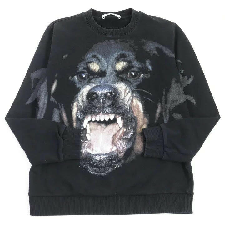 Givenchy Black Rottweiler Print Sweater Size M.