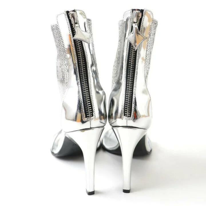 Louis Vuitton Silver Sequin Open Toe High Heel Sandals, Size 35.5.