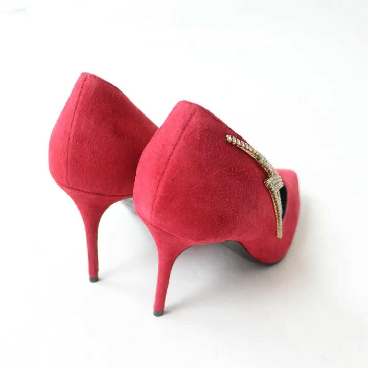 Giuseppe Zanotti Red Pointed Toe Heels with Crystal Embellishments Size 35.