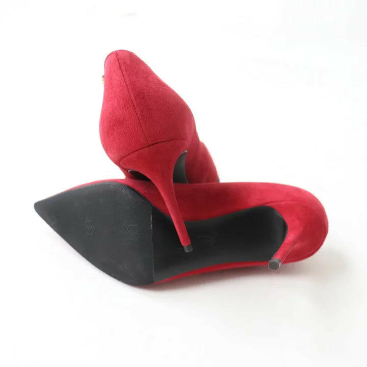 Giuseppe Zanotti Red Pointed Toe Heels with Crystal Embellishments Size 35.