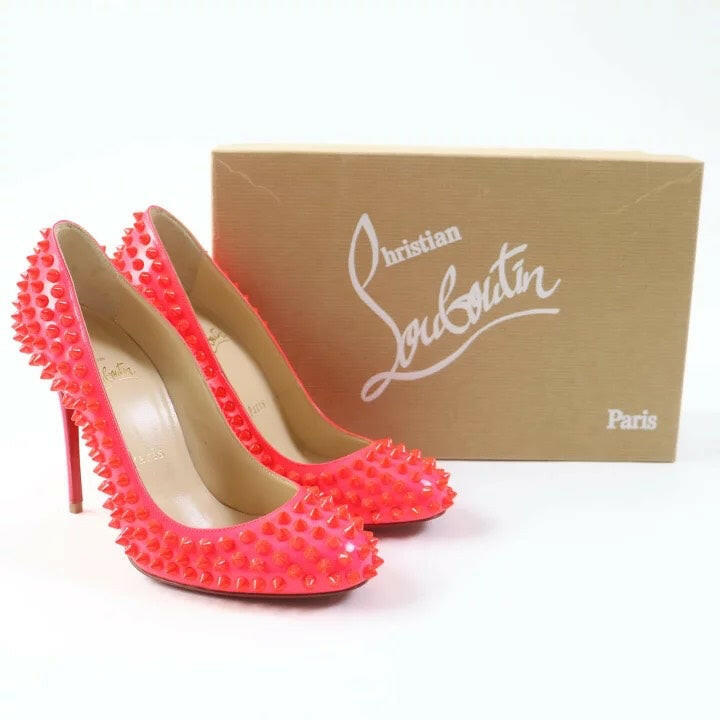 Christian Louboutin Pigalle Spikes Patent Leather Pink Heels Size 36.5.