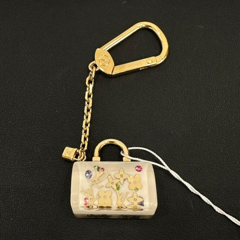 Louis Vuitton LV Speedy Bag Charm Beige Multicolor Mini Keychain Accessory.