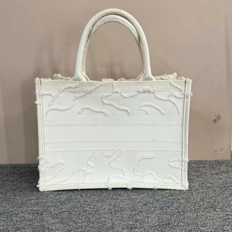 Christian Dior Book Tote Bag White Canvas, Large Size.