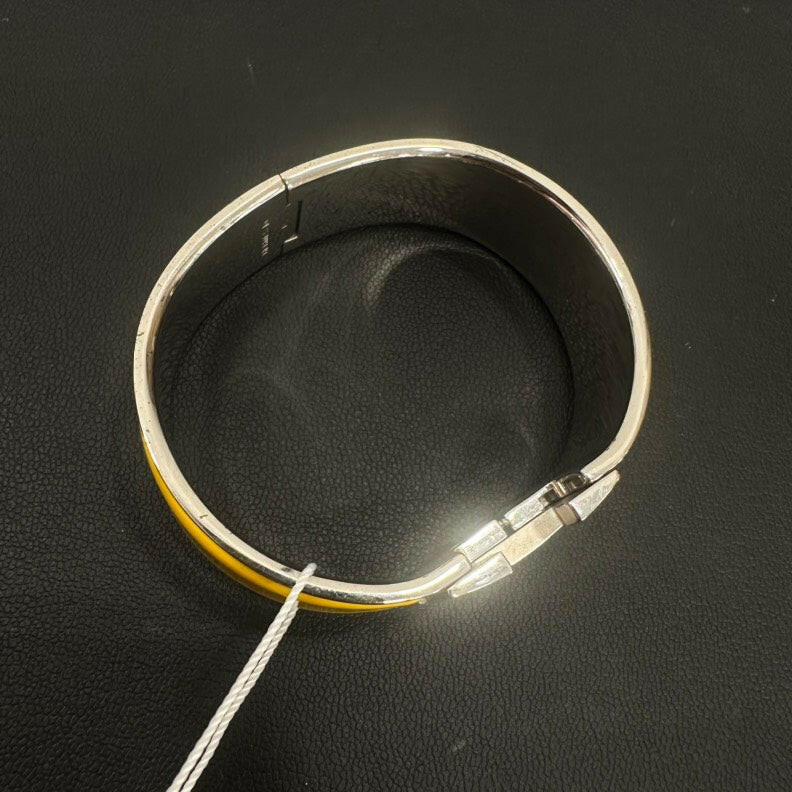 Hermès H Bangle 18cm Yellow Enamel Silver Bracelet.