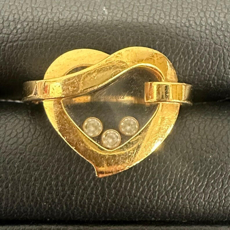 Chopard Happy Diamond Heart Ring 18k Yellow Gold 11.1g US Size 5.75.