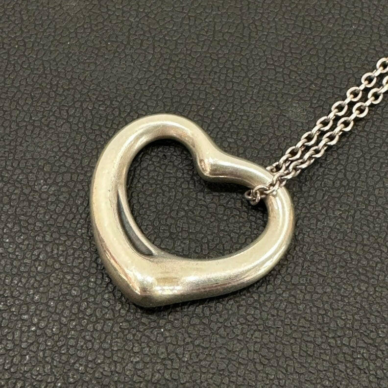 Tiffany & Co. SV925 Open Heart Necklace - Silver 22mm.