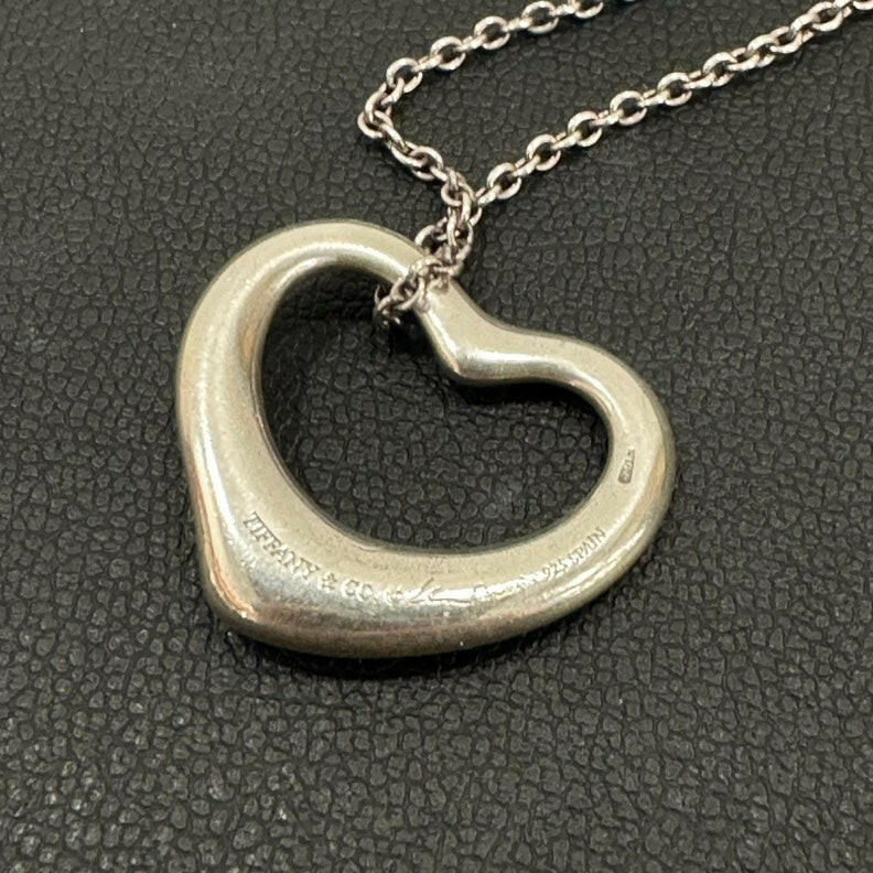 Tiffany & Co. SV925 Open Heart Necklace - Silver 22mm.