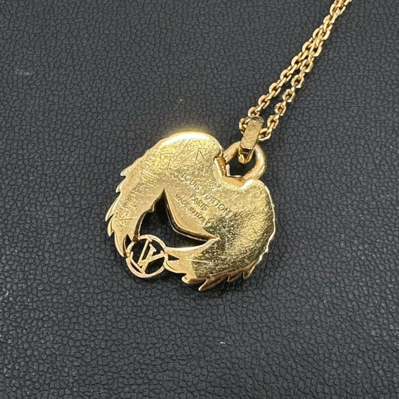 Louis Vuitton Heart Wings Gold Necklace - Pearl Heart Pendant.