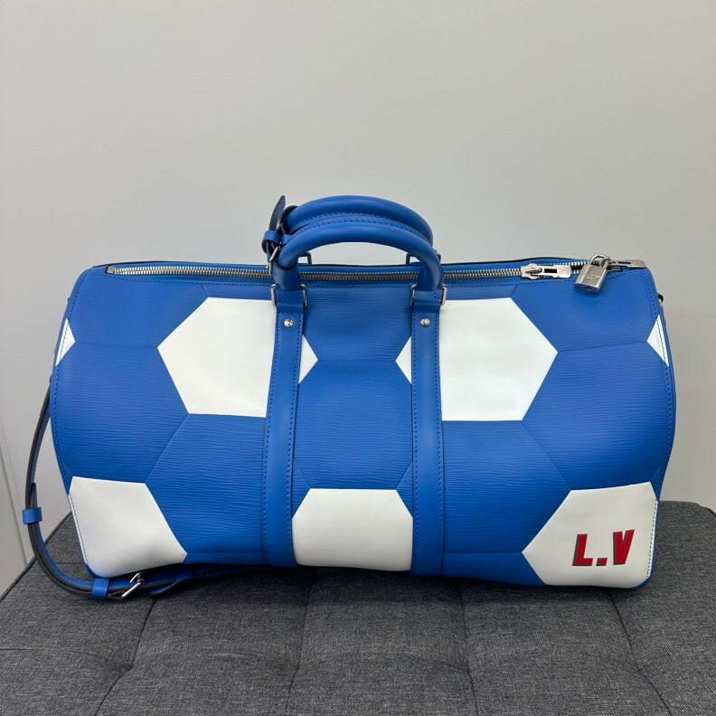 Louis Vuitton X FIFA World Cup Keepall 50 Blue White 2way Bag 50cm.