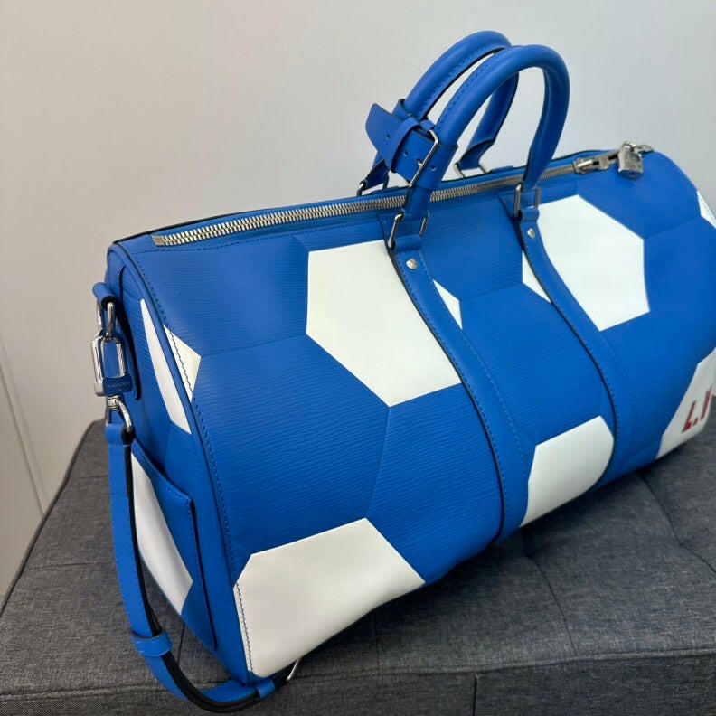 Louis Vuitton X FIFA World Cup Keepall 50 Blue White 2way Bag 50cm.