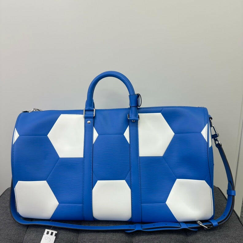 Louis Vuitton X FIFA World Cup Keepall 50 Blue White 2way Bag 50cm.