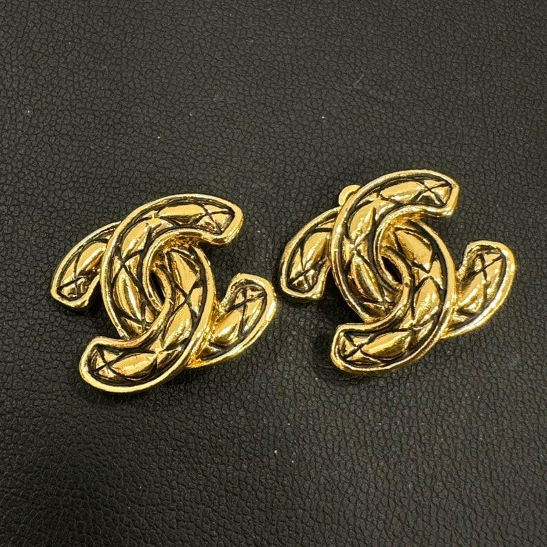 Vintage Chanel Coco Clip-On Earrings Gold-Tone Small.